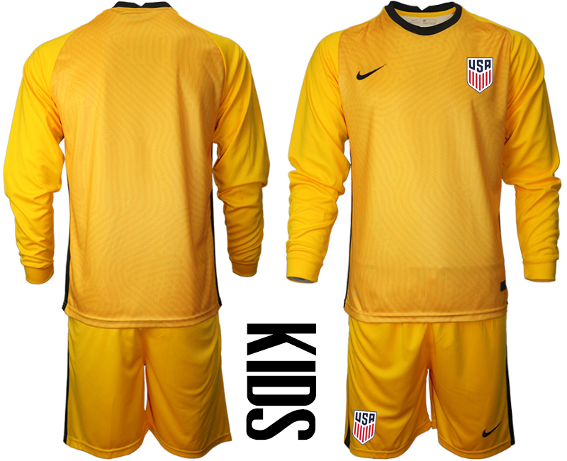 Youth 2020-2021 Season National team United States goalkeeper Long sleeve yellow Soccer Jersey